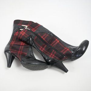 Brazillian Heeled boots, half leather, red and black